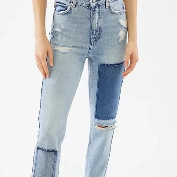 BDG Jeans Bdg High Waisted Patch Boyfriend Slim Straight Jeans